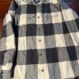Black and White Plaid Button-Up Shirt